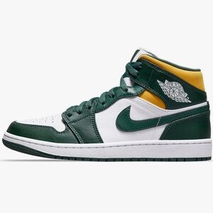 Nike mens Air Jordan 1 Mid green and pollen
